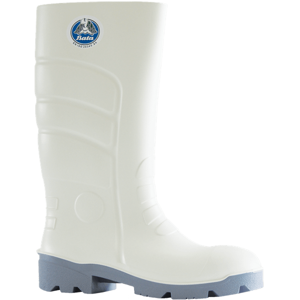 Bata Worklite Polyurethane (PU) Gumboot 4-14 - White/Grey (Size: 14)