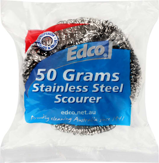 Edco Stainless Steel Scourer, 50g, rust-resistant, ideal for efficient cleaning of cookware and tough residue removal.