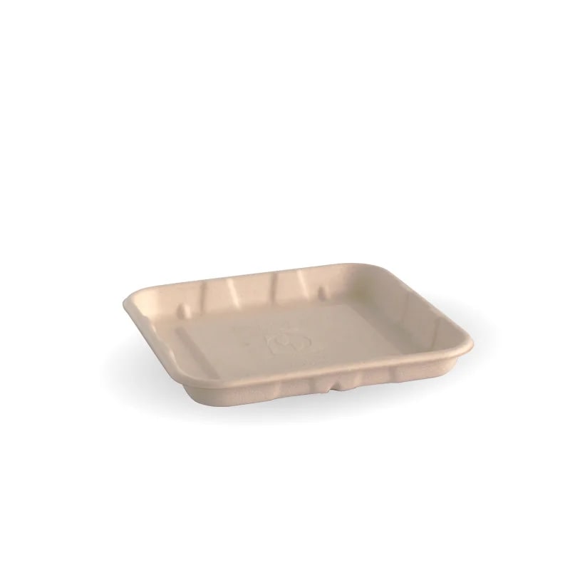 BioPak Natural Plant Fibre Produce Tray 5x5" 140 x 140 x 20mm 1000 (Case)