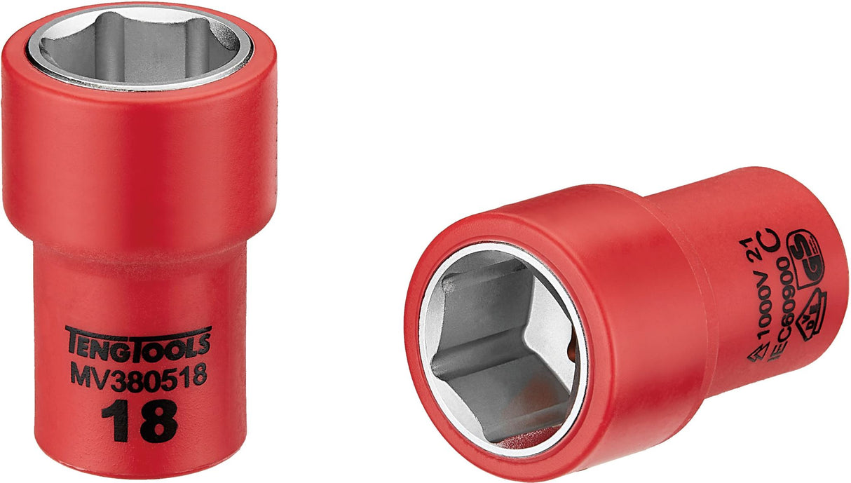 Teng 1000V VDE 3/8in Dr. Insulated Socket 18mm