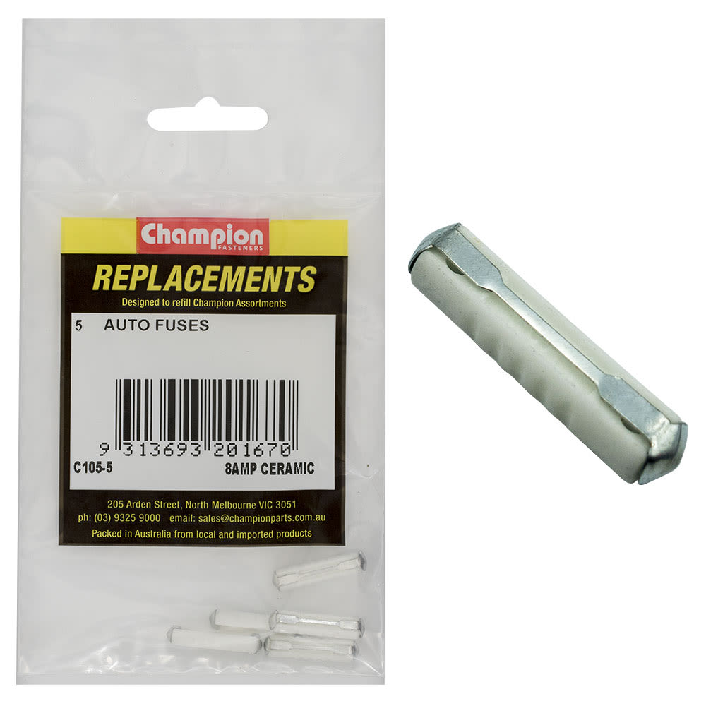 Champion 8Amp Ceramic Fuse Pack of 5