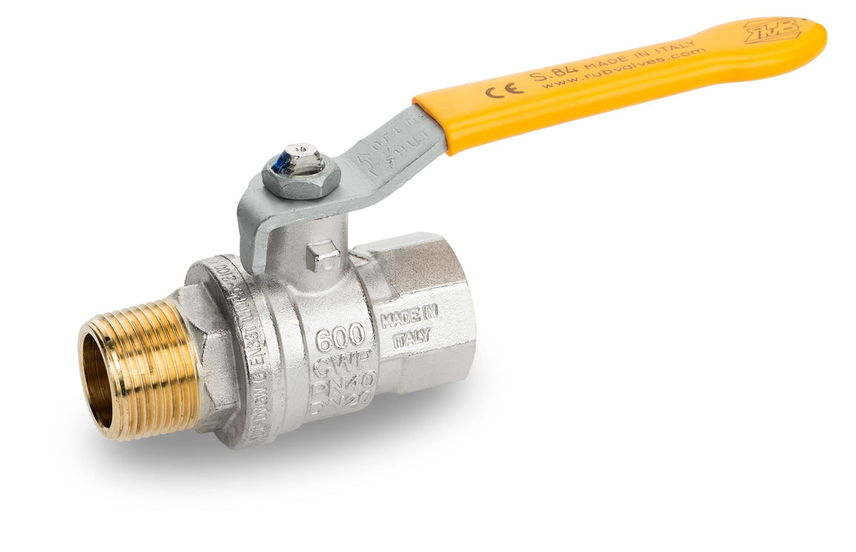 RuB s.84 Gas Brass Ball Valve with Lever Handle 15mm BSPT