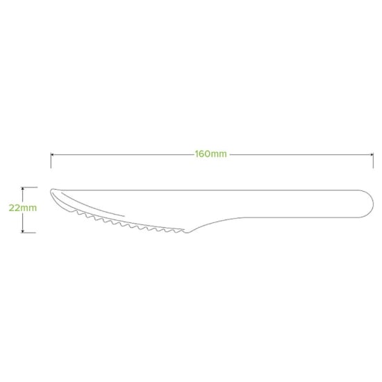 Biopak 16cm wooden knife, compostable birchwood cutlery for eco-friendly dining, perfect for events and takeaway. Case of 2000.