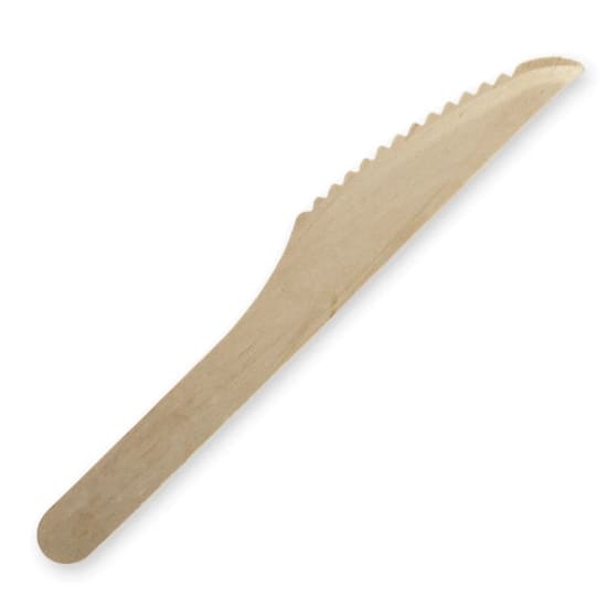 Biopak Wooden Knife, 16cm, case of 2000; eco-friendly, compostable birchwood cutlery for sustainable dining.