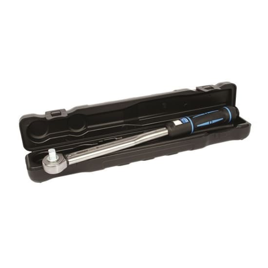Sykes-Pickavant Torque Wrench 330Nm-1/2" with ergonomic grip, dual scale display, and Timestrip for recalibration alert.