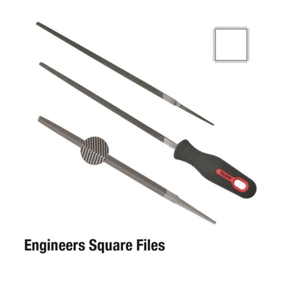 Toledo Square File Smooth-200mm, 200mm long, 8mm wide, tapered design for precise finishing in tight spaces.