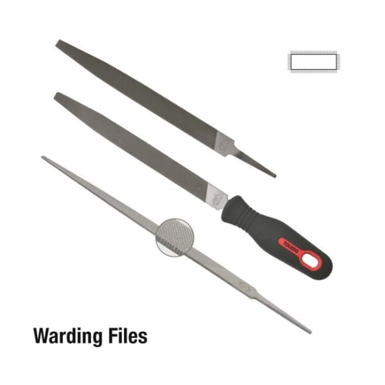Toledo Warding File Second Cut, 200mm, double cut design for precise locksmithing and efficient ward filing.