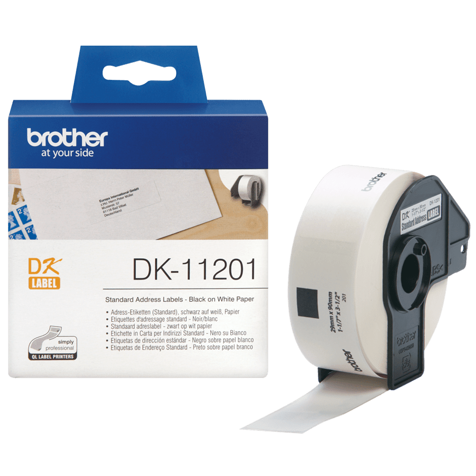 Brother DK-11201 Label Roll - Black on White 29mm x 90mm (Each)