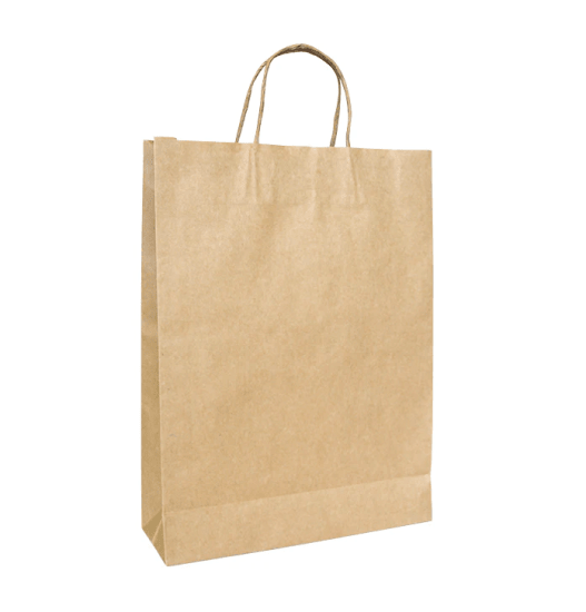 Medium twisted handle paper bags in brown kraft, eco-friendly and stylish, perfect for retail and gifting, 25-pack.
