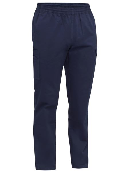 Bisley, Stretch Cotton Elastic Waist Cargo Pant Regular Fit - Navy (Size: 92)