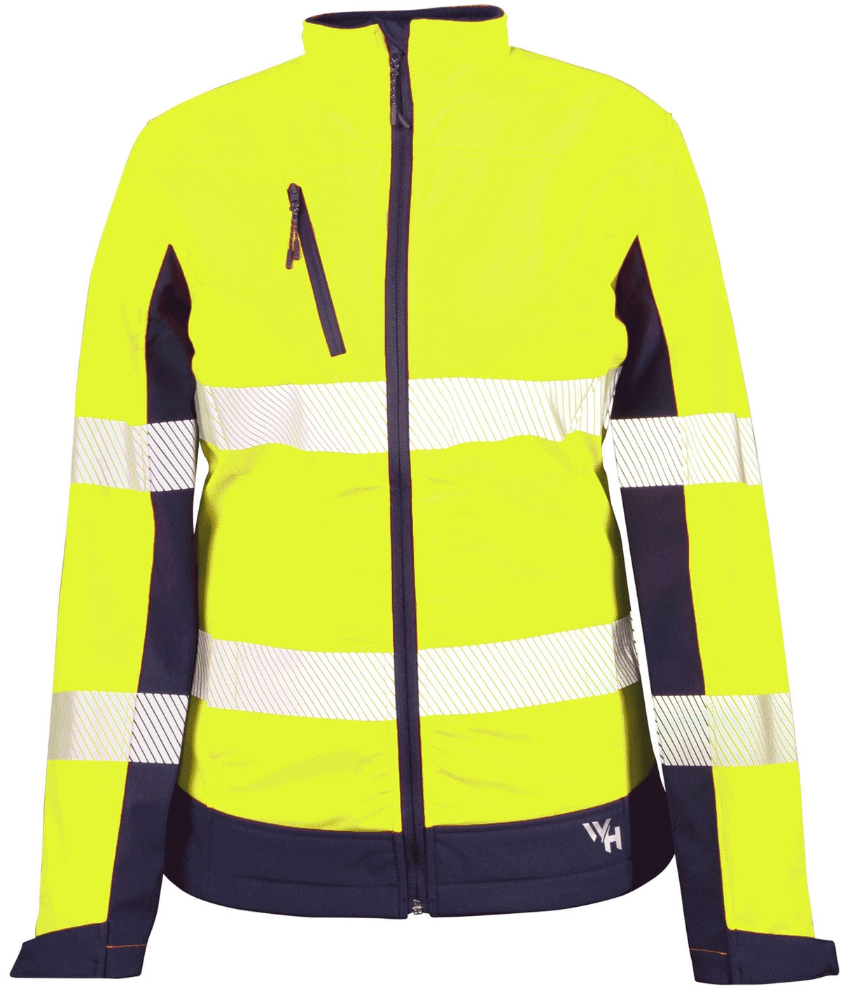 Workhorse, Women's Hi Vis Soft Shell Jacket - Yellow/Navy (Size: 22)
