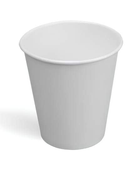 Huhtamaki compostable paper water cups (210ml, 50-pack) designed for eco-friendly beverage use in various settings.