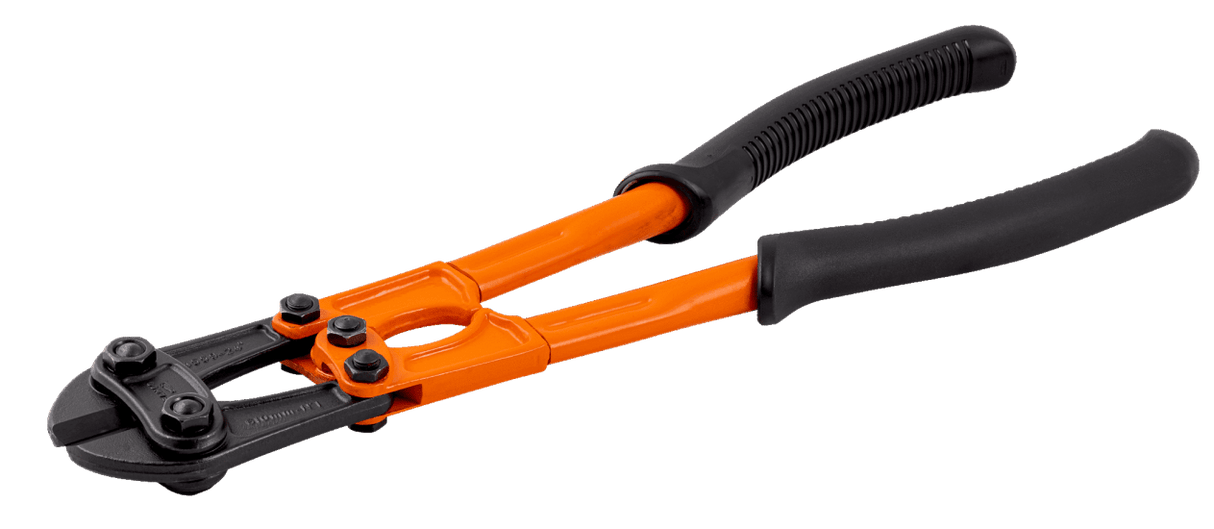 Bahco 600mm bolt cutter with comfort grip handles, cutting capacity for 15mm rods, and phosphate anti-corrosion finish.