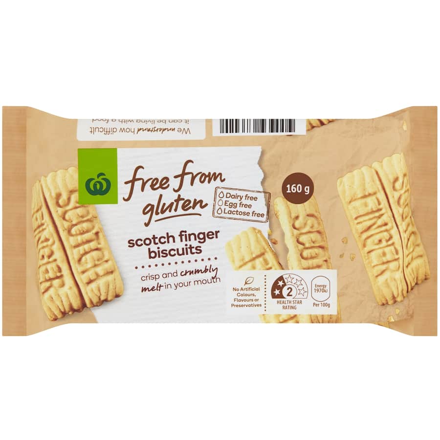 Woolworths Free From Gluten Plain Biscuits Scotch Fingers 160g