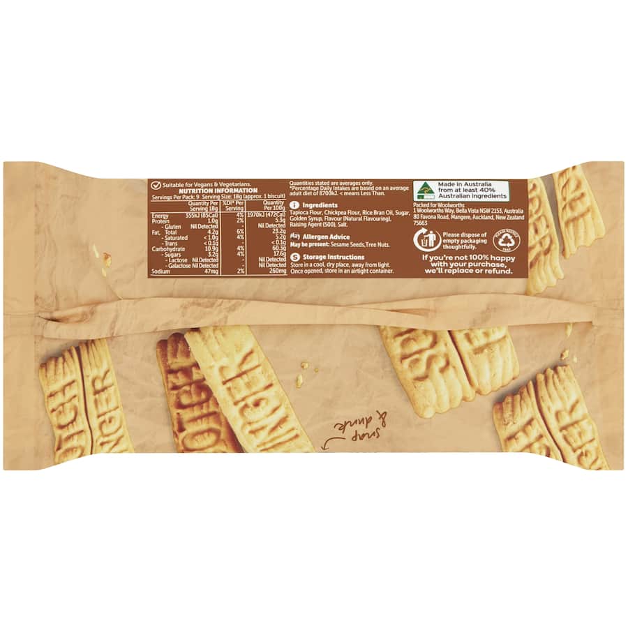 Woolworths Free From Gluten Plain Biscuits Scotch Fingers 160g