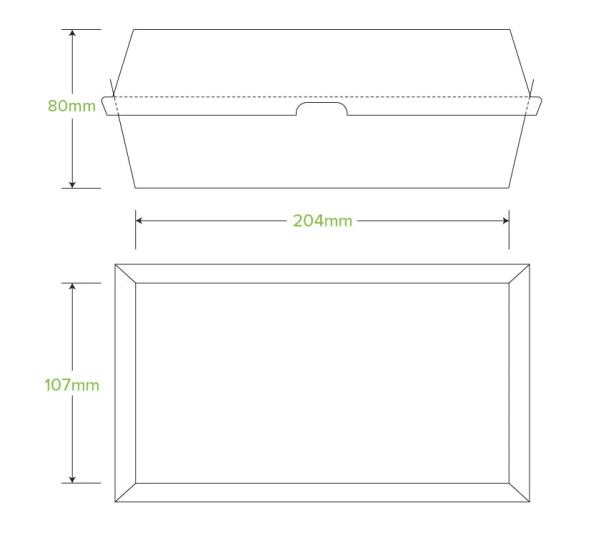 Eco-friendly Biopak clam shell snack box, large size, 50-pack, perfect for catering and takeaway meals with convenient carry handle.