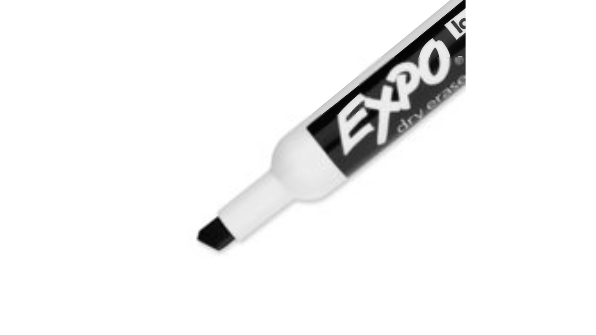 EXPO Low Odour Dry Erase Markers, Chisel Tip Black (Box of 12)