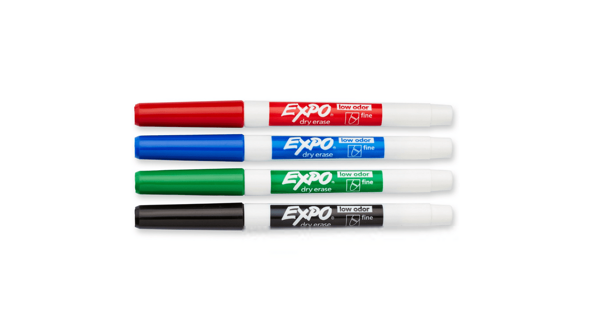 EXPO Low Odour Dry Erase Markers, Fine Tip 4pk (Pack)