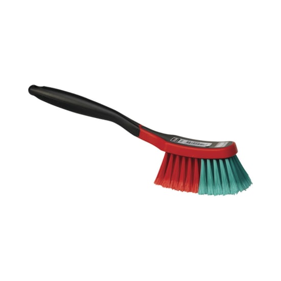 Vikan Multi Brush with soft bristles and rubber edge, perfect for cleaning automotive rims and wheel wells efficiently.