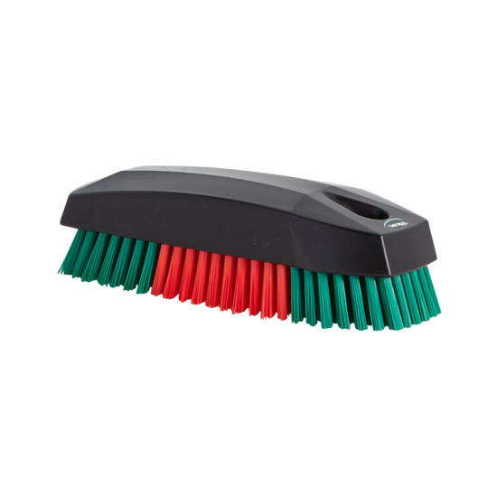 Durable Vikan Workshop Nail Brush (120mm) for cleaning nails, upholstery, and carpets with tough yet gentle bristles.