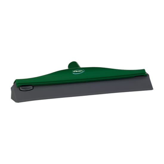 Vikan 400mm green squeegee designed to remove ceiling condensation, featuring drain holes for easy cleanup in commercial settings.