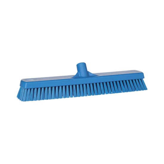 Vikan Blue Stiff Bristle Brush (470mm) designed for deep cleaning floors, effective on epoxy, tiles, and grout.