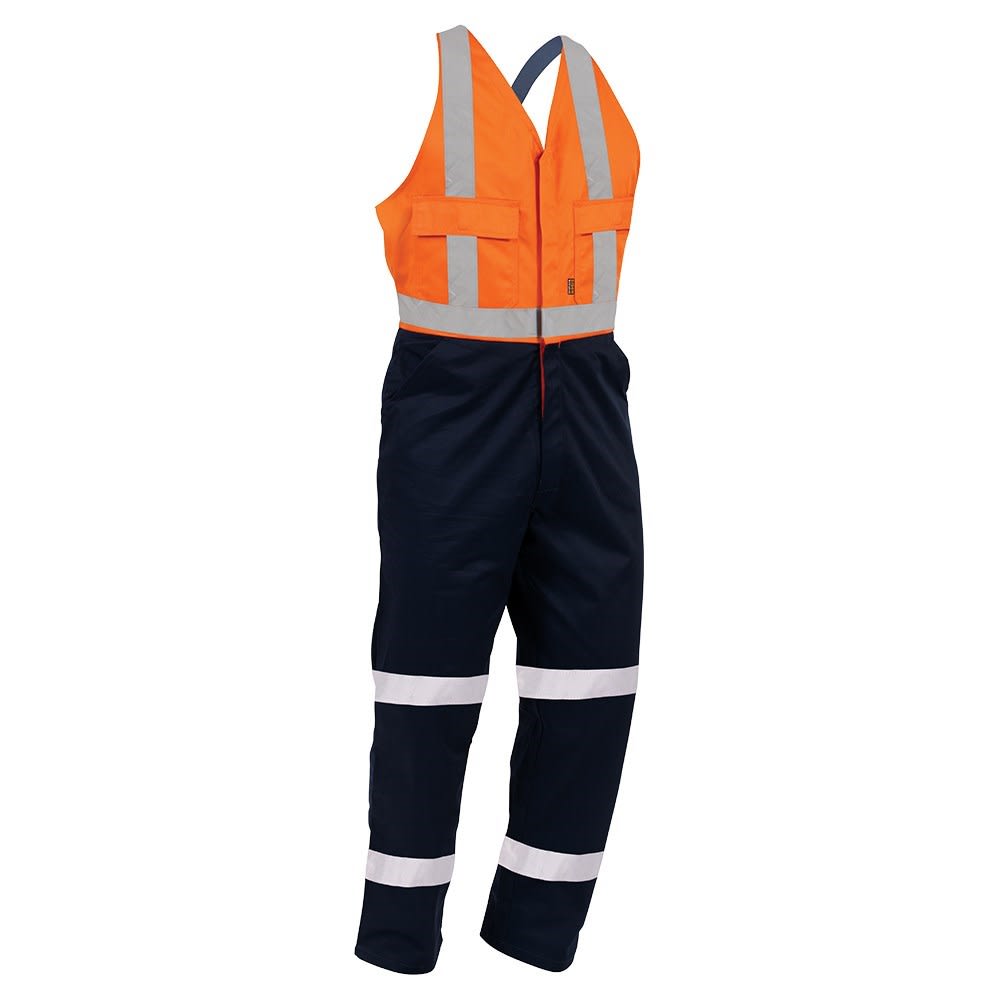 Bison, Hi Vis Easy Action Zip Overall, 410022ON - Orange/Navy - 84