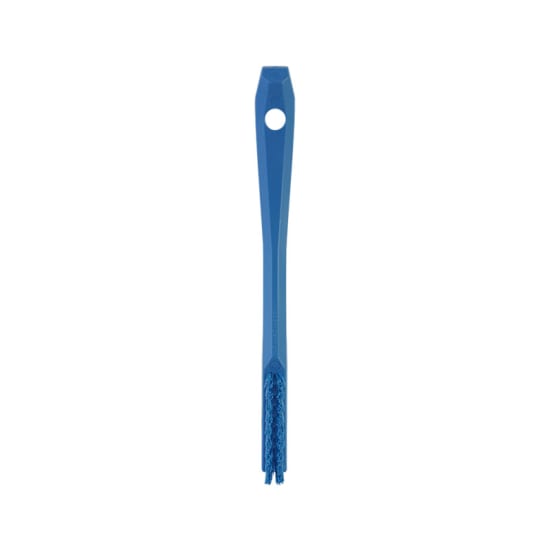 Vikan Detail Stiff Bristles Brush in blue, 205mm, designed for precision cleaning of gaskets and machinery joints.