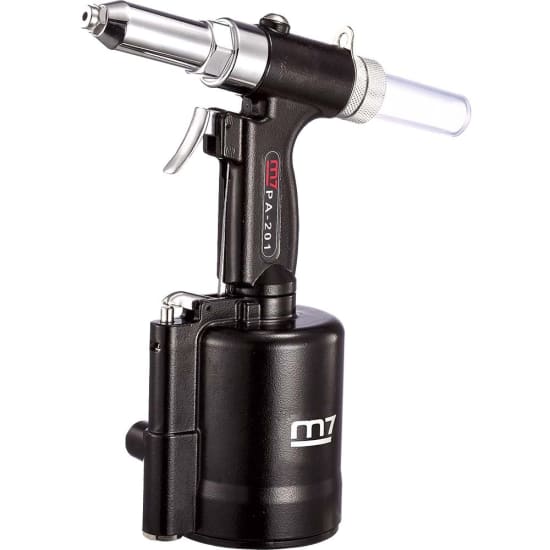 M7 Air Hydraulic Riveter with 14mm stroke, durable alloy jaws, quick rivet release, versatile for various mandrel sizes.