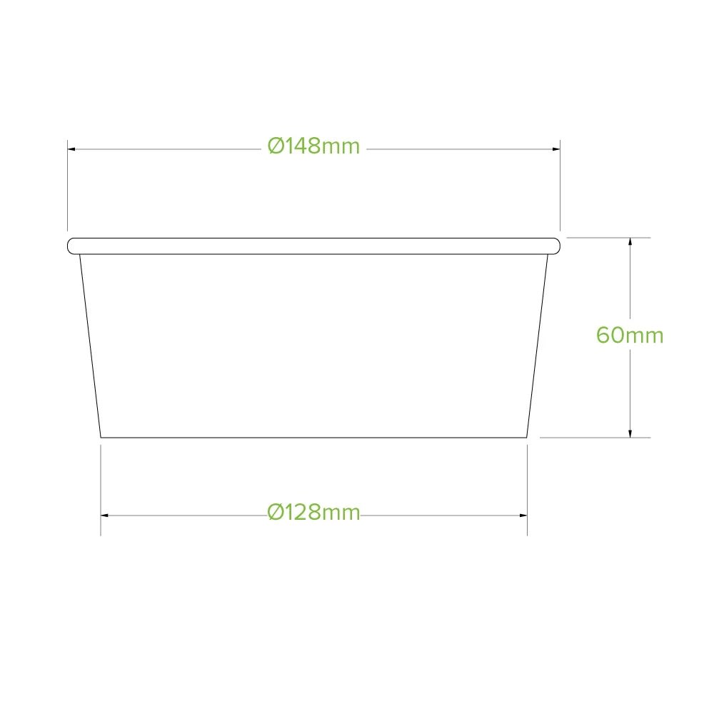 BioPak Aqueous Lined Wide Paper BioBowl - Medium 750ml 50 (Pack)