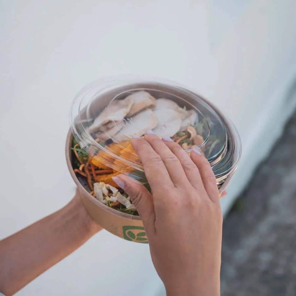 BioPak Plastic Kraft BioBowl Lid 500-1000ml 50 (Pack)