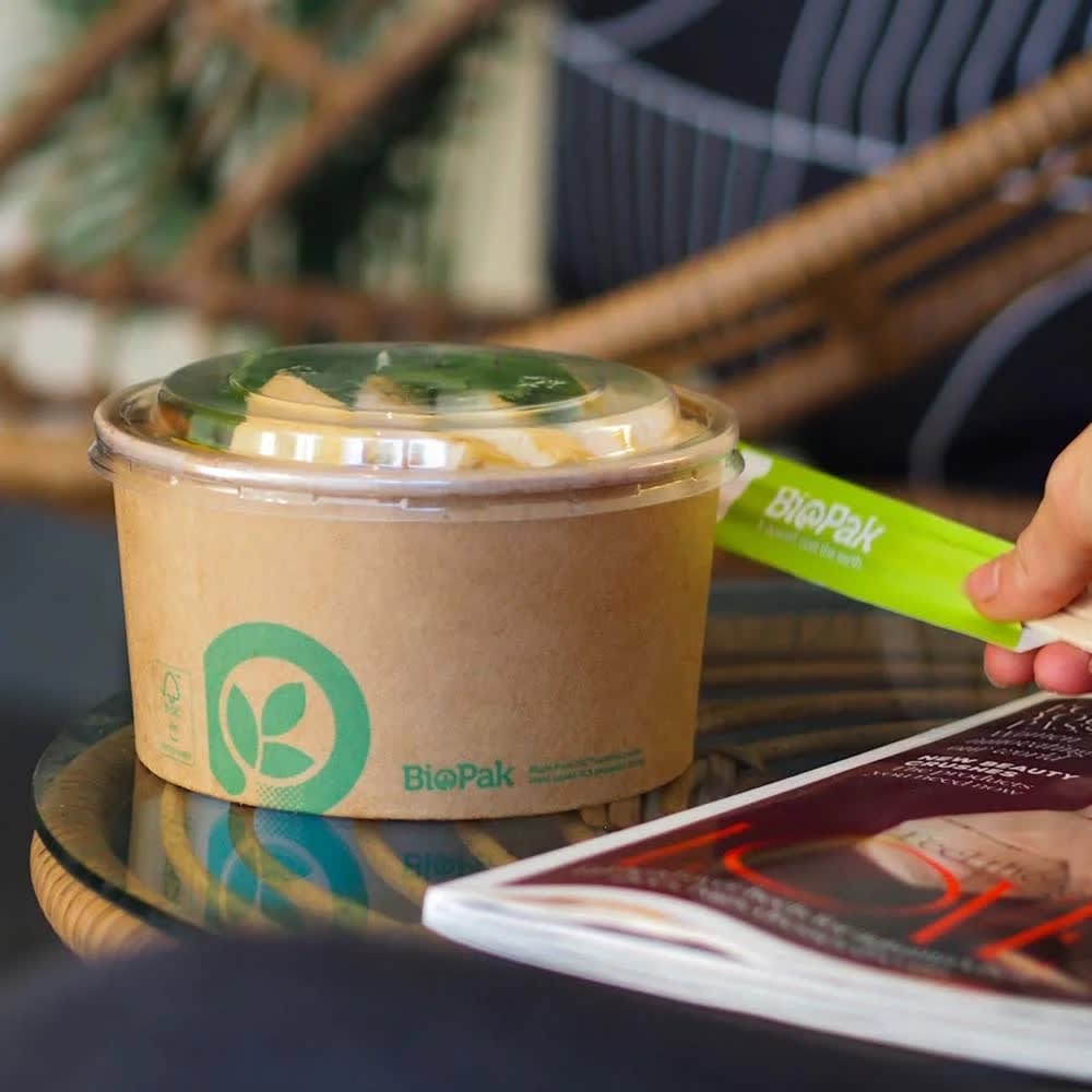 BioPak RPET Kraft BioBowl Lid 500-1000ml 50 (Pack)