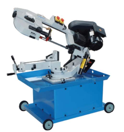 Garrick BS200S Bandsaw: 8" metal cutting tool with swivel vice, automatic feed, and durable cast-iron frame for precision work.
