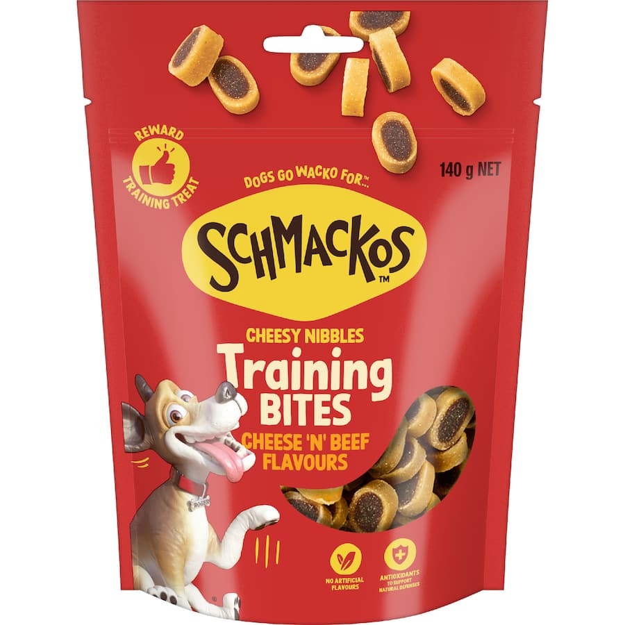Schmackos Cheesy Nibbles Dog Treats Training Bites Cheese & Beef 140g