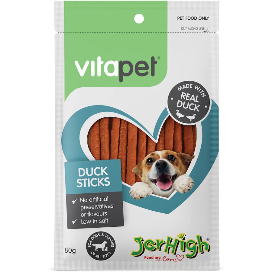 Vitapet Jerhigh Dog Treats Duck Sticks 80g