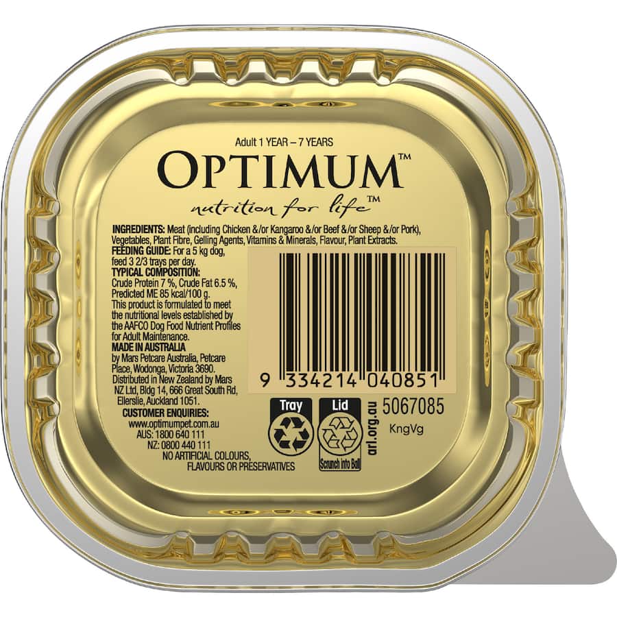 Optimum Wet Dog Food With Kangaroo & Vegetables Tray 100g