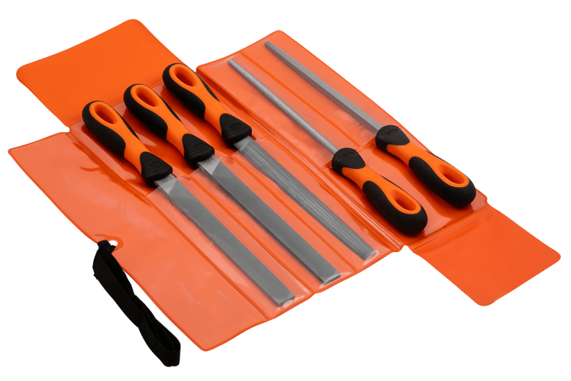 Bahco ERGO 5 Piece File Set with 200mm precision files for comfortable, efficient filing in various applications.
