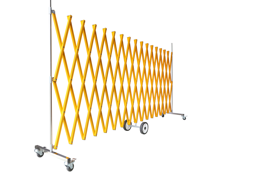 Bright yellow expandable safety barrier, 1.5Mx5M, designed for visible access restriction and safety zone creation.