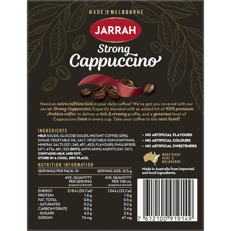 Jarrah Coffee Sachets Strong Cappuccino 10pack