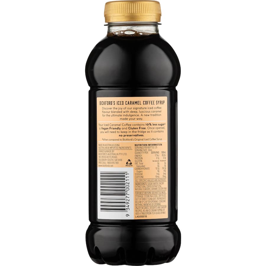 Bickfords Iced Coffee Syrup Caramel 500mL