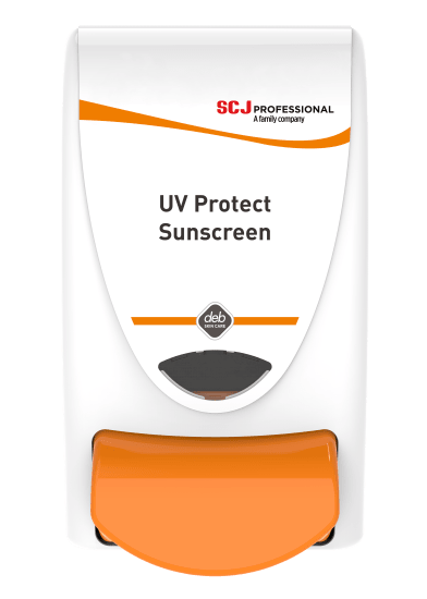 Deb Sunscreen SPF 30+ Dispenser for 1000ml refills, providing effective UV protection for outdoor activities in a convenient format.