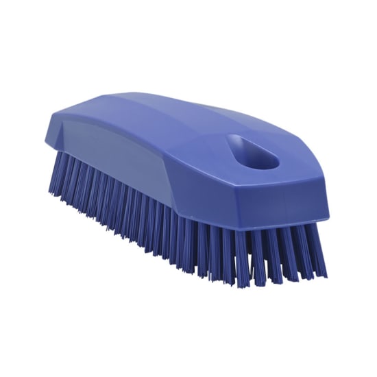 Vikan Stiff Bristle Nail Brush in purple, 130mm, designed for effective nail cleaning with sturdy, skin-safe bristles.