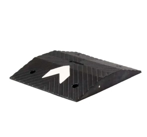 Durable black rubber Speed Hump, 50mm high, designed for effective traffic calming and pedestrian safety in high-traffic areas.