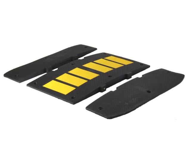 Heavy duty speed hump for traffic management, 500W x 900D, installs easily on concrete or asphalt, enhances safety in high-use areas.