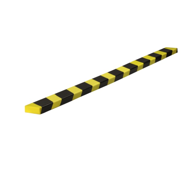 Yellow and black PU foam surface protection strip, 60mm wide, 1000mm long, designed to prevent impact injuries in the workplace.