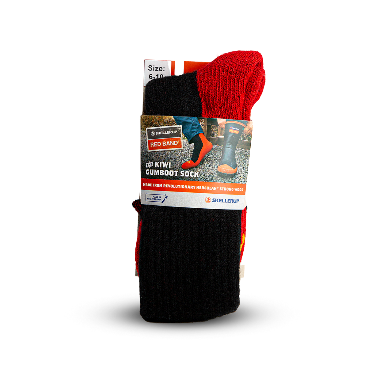 Skellerup Red Band Socks - Black/Red (BKR) - 6/1