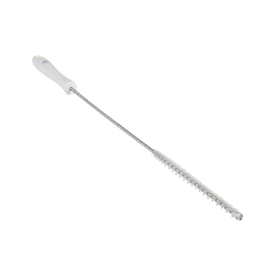 Vikan Stiff Bristle Tube Brush with 10mm diameter for precise cleaning of small pipes and narrow machine parts in food settings.