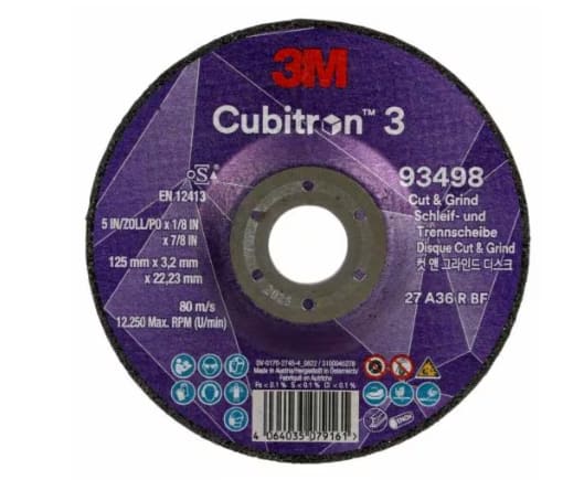 3M Cubitron 3 Cut and Grind Wheel 36+ 125x3.2x22.23mm