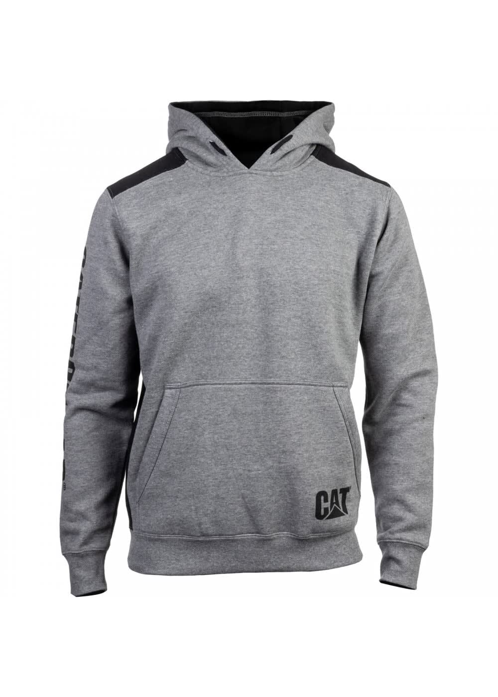 CAT, Logo Panel Hooded Sweatshirt - Dark Heather (Size: 3XL)