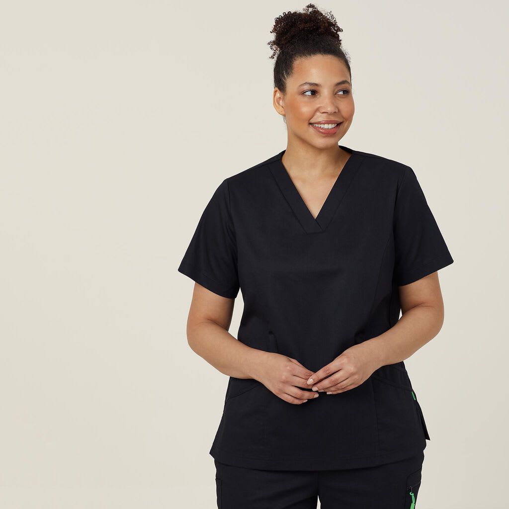NNT, Antibacterial Active Florence Scrub Top - Black (Size: 2XL)